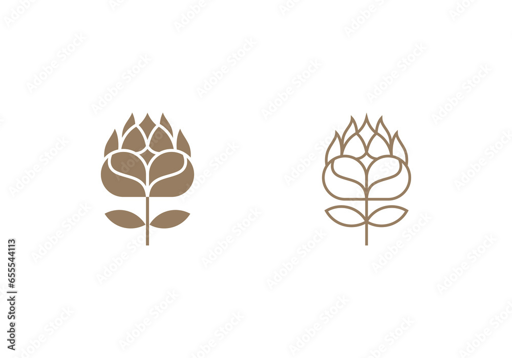 Logo protea flower,Feminism, Minimalist, Modern, Logo Line, editable color - obrazy, fototapety, plakaty 