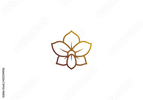 Logo line Orchid elegant gold color, Minimalist, Modern, Logo Line, editable color