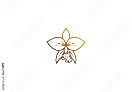 Logo line Orchid elegant gold color, Minimalist, Modern, Logo Line, editable color © ahmadfaiz
