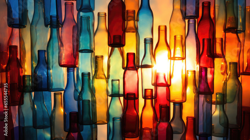 Vibrant Abstract Background with Colorful Bottles, Creative Visual Display for Captivating Designs and Concepts