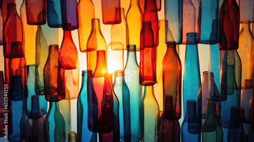 Vibrant Abstract Background with Colorful Bottles, Creative Visual Display for Captivating Designs and Concepts