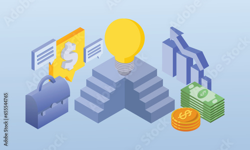 3D Revenue from advertising spend ideas, return on investment.3D design.isometric vector design Illustration.