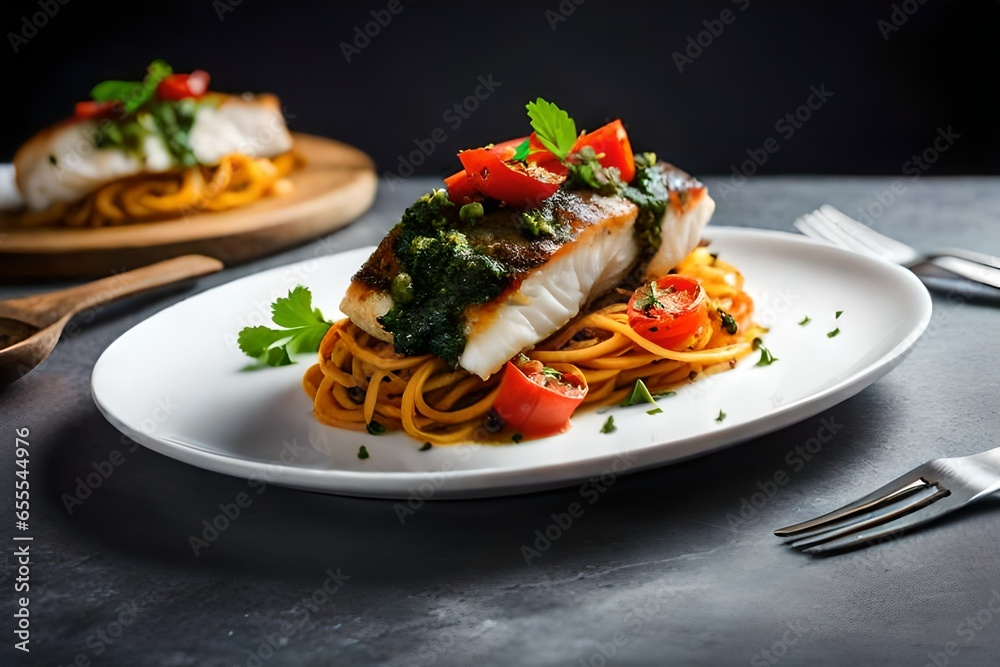 grilled salmon with vegetables generated by AI grilled salmon with vegetables generated by AI
