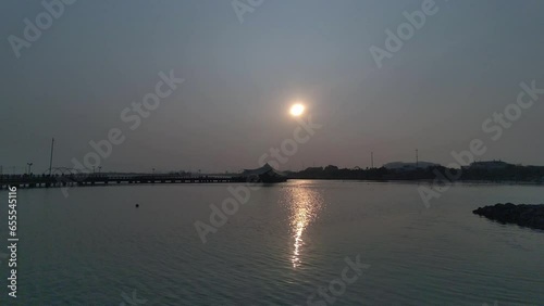 Beautiful sunrise over fishing pier