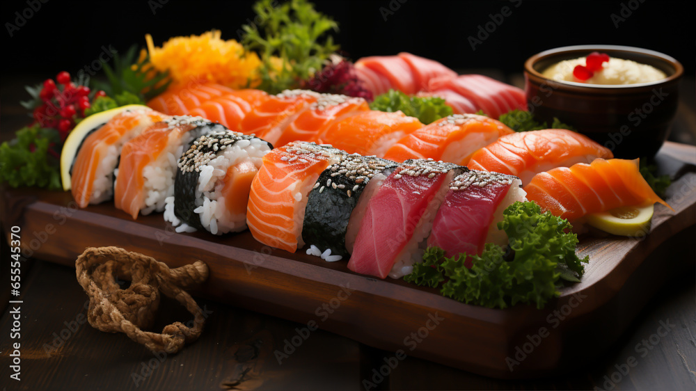 Sashimi plate - Japanede food. ai generate