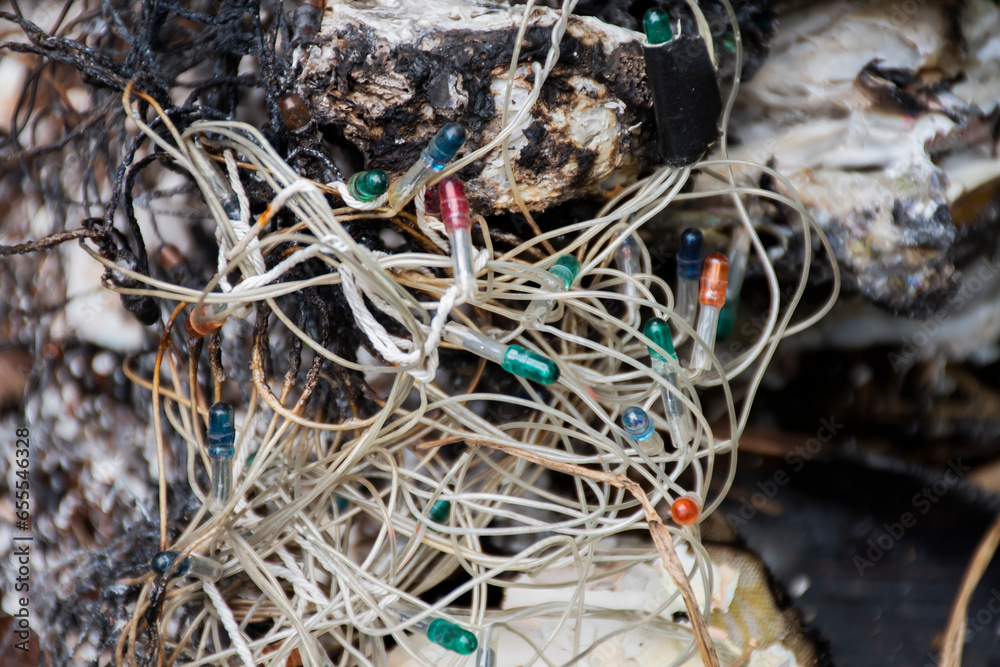 Partially burnt decoration lights with wires Partially burnt decoration lights with wires