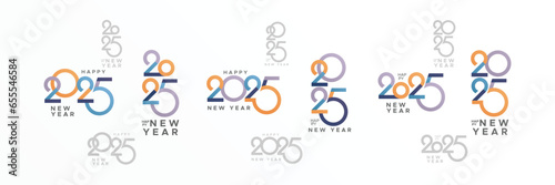 Set of 2025 new year logo number. Happy new year 2025 concept for calendar. 2025 new year celebration