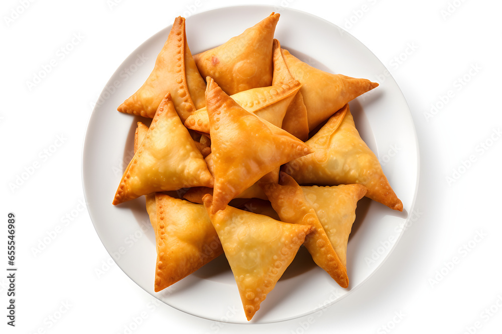 delicious plate of samosas isolated on white background delicious plate of samosas isolated on white background