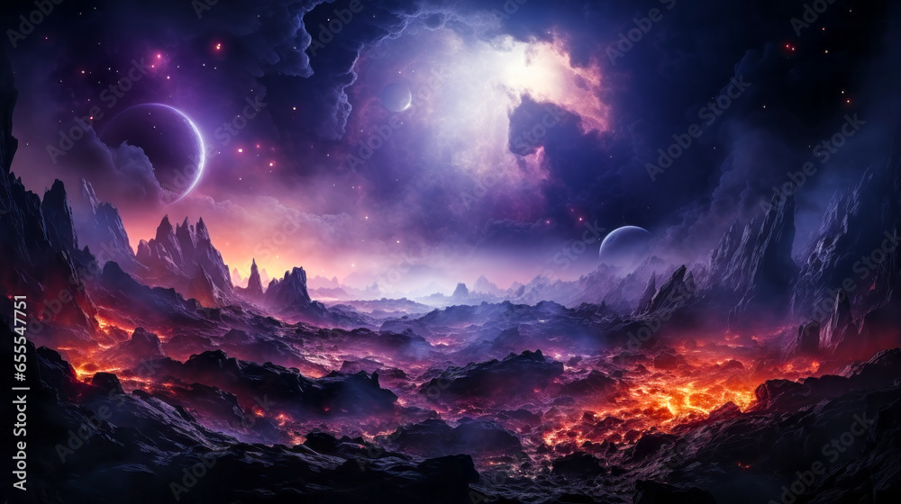 Galactic Majesty: Illustrated Glowing Nebula and Stars in Space Galactic Majesty: Illustrated Glowing Nebula and Stars in Space