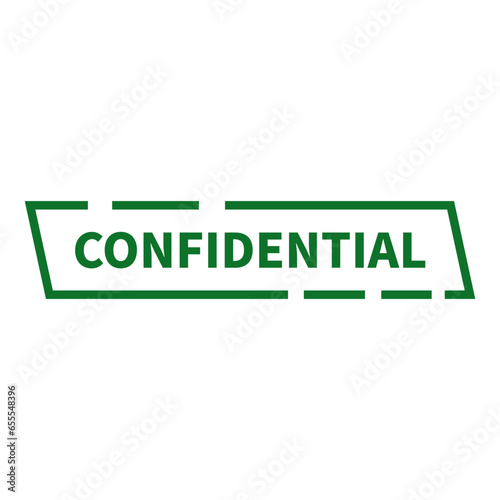Confidential Stamp In Green Line Rectangle Parallelogram Shape
