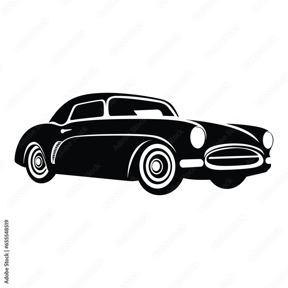 Vintage car with black color illustration
