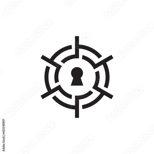 Vault Lock Door Mechanism Logo Design Vector