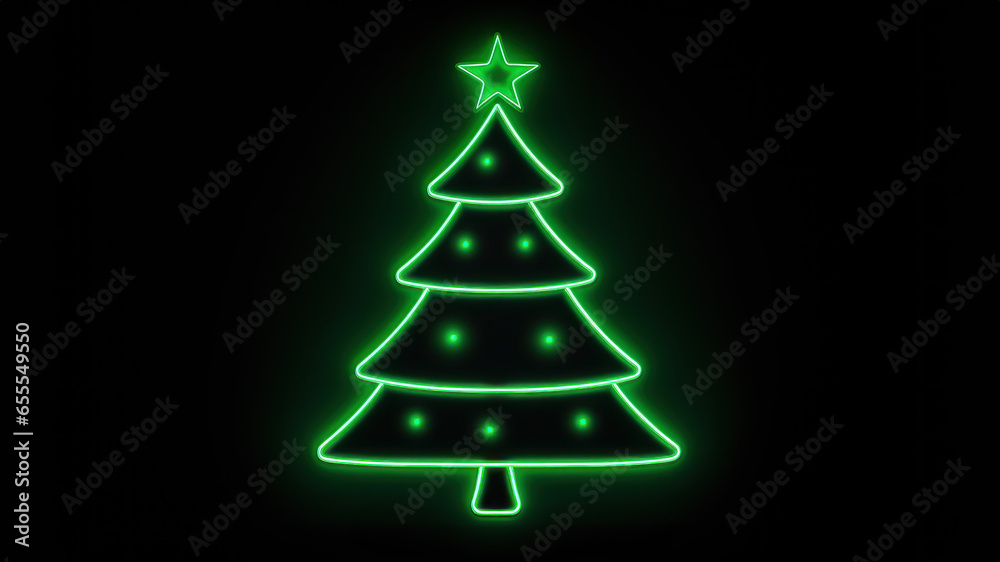 Neon Sign Christmas Tree created with Generative AI technology Neon Sign Christmas Tree created with Generative AI technology