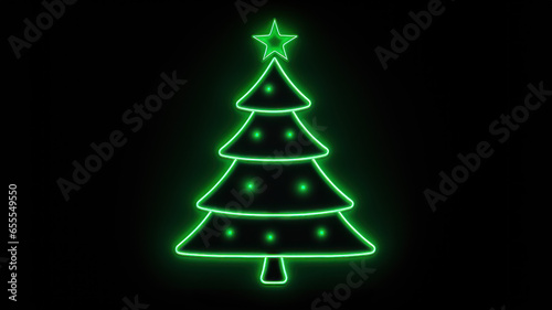 Neon Sign Christmas Tree created with Generative AI technology