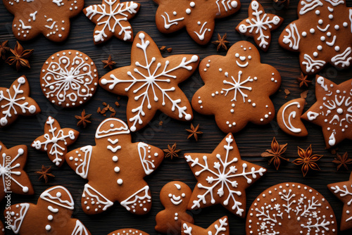 Christmas Gingerbreads cookies background