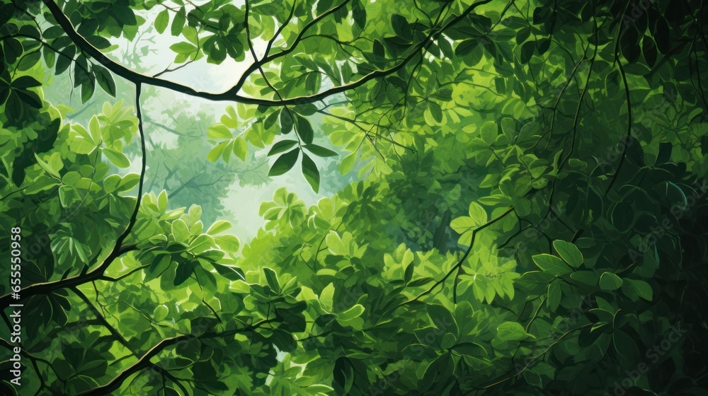 Tree leaves and branches background texture