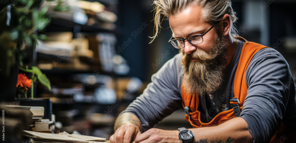 Fototapeta premium The Art and Precision: Bindery Machine Operator at Work.