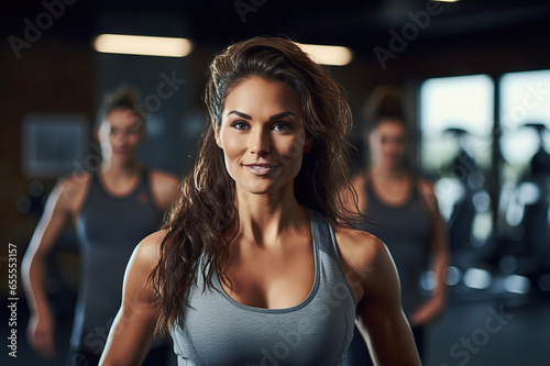 Empowered Athletic Woman A Portrait of Fitness and Determination in the Gym. created with Generative AI