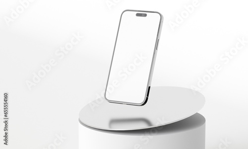 Illustration 3d render of isometric rectangles simulating a telephone in a 3d space with blank spaces. From different perspectives and views to help rock up for applications.