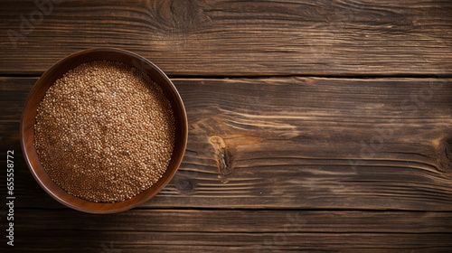 Teff Grain Photography on Wood Background with Copy Space