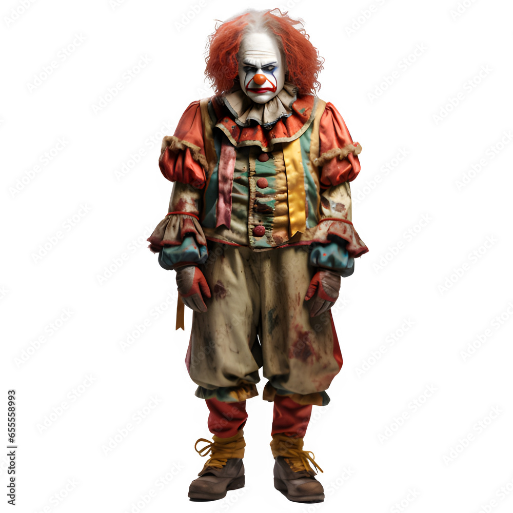 clown ghost front view png ,scary clown isolated on transparent background ,generative ai clown ghost front view png ,scary clown isolated on transparent background ,generative ai