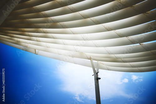 Openwork roof of a modern building in Muscat, Oman