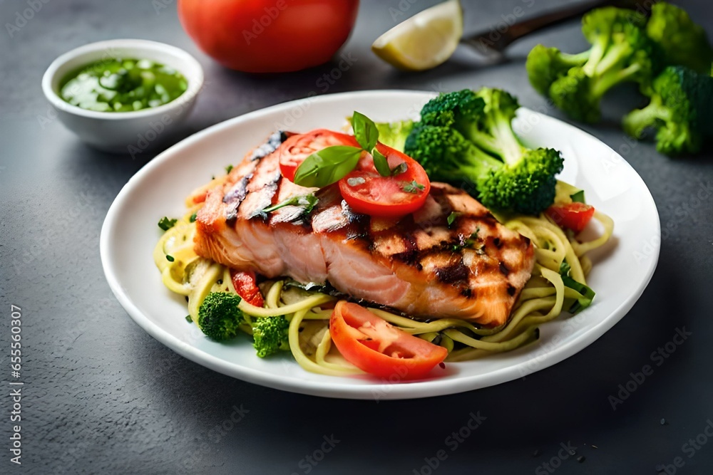 grilled fish with vegetables generated by AL the technology grilled fish with vegetables generated by AL the technology