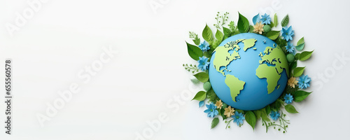 Eco Friendly Earth Banner with Copyspace, Papercraft Style, Save the World Background, Earth day, Environment Day.