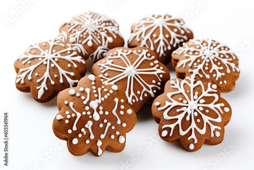 Christmas Gingerbreads cookies on white background © Venka