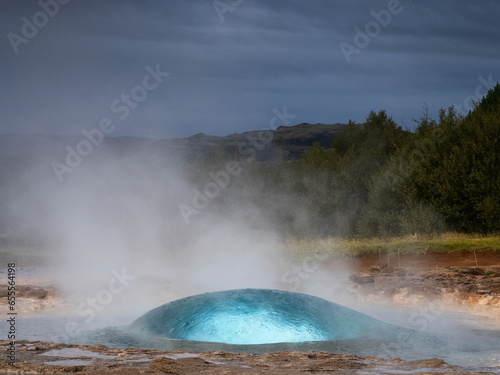 Strokkur Geyser Iceland in the early morning