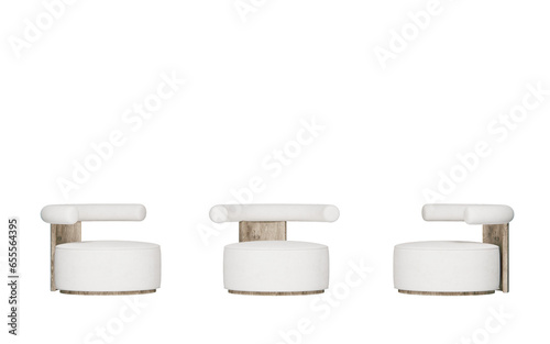 white fabric Armchair,3d randering, isomatic