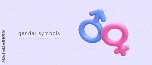Male and female gender symbols. Color signs. Pair graphic. Romantic relationship, sex between man and woman. Marking of theme, goods for adults. Vector web design