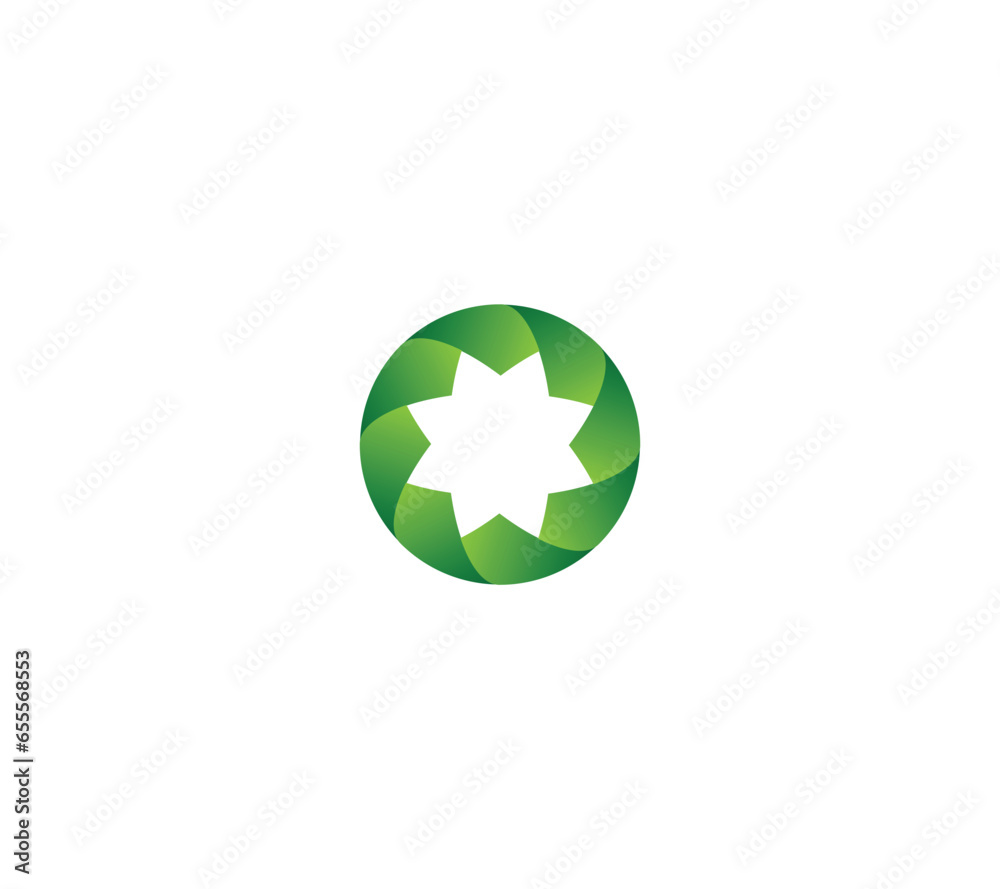Hexagonal Star Circle Letter O green nature logo deign with eps 10. Hexagonal Star Circle Letter O green nature logo deign with eps 10.