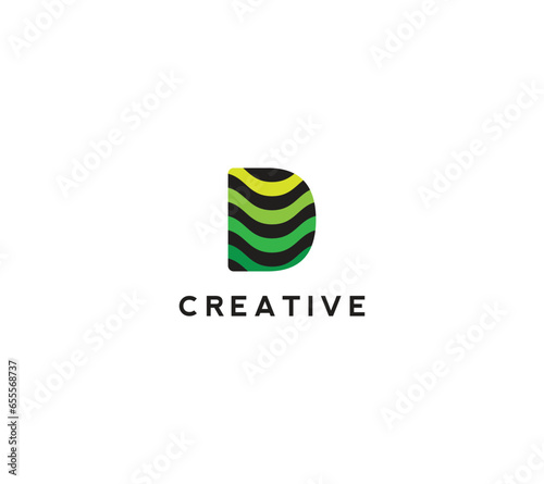 Optical liquid dripping letter D logo design with white background. 