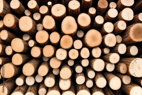 Background of cut logs close up 