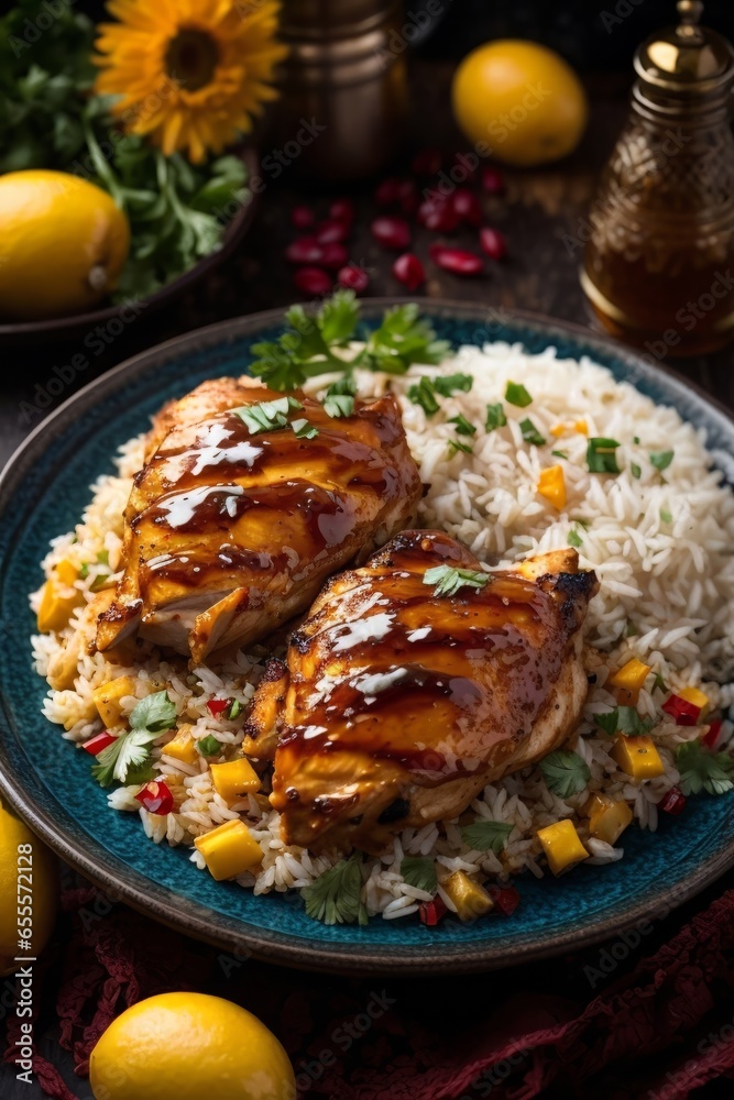 A delicious rice and chicken dish with a refreshing twist of lemon