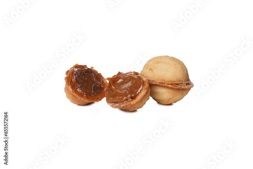 PNG, Cookies nuts with condensed milk, isolated on white background