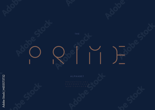 Vector of stylized modern font and alphabet