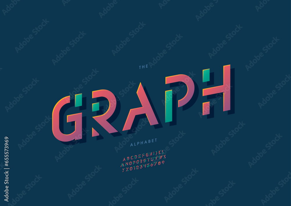 Obraz premium Vector of stylized modern font and alphabet