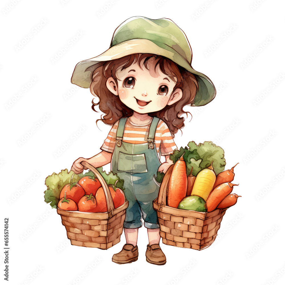 Farmer vegetable cute girl sublimation Farmer vegetable cute girl sublimation
