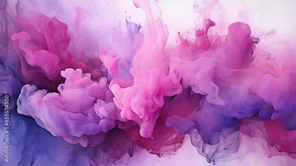 Fototapeta premium Abstract ink violet gradient violet water color artistic brush paint splash background 3d Rendering