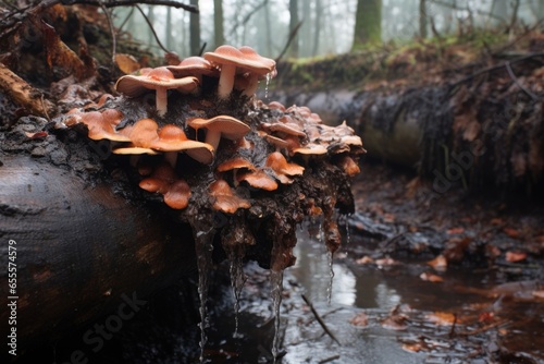 fungi consuming a decaying log