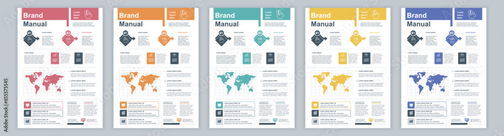 DIN A3 business brand manual templates set. Company identity brochure page with infographic financial data. Marketing research, and commercial offer. Vector layout design for poster, cover, brochure DIN A3 business brand manual templates set. Company identity brochure page with infographic financial data. Marketing research, and commercial offer. Vector layout design for poster, cover, brochure