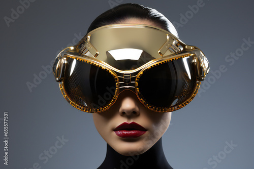 women in futuristic sunglass metal modern shades 