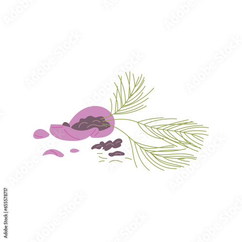 Knocked over plant pot, the ground is scattered, pet mess, dirty vector cartoon illustration, disorder pet behavior