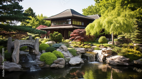 Beautiful Japanese Garden Wedding Venue, Stone Pathway, Koi Pond, Natural and Harmonious Background