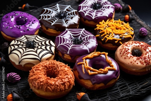 Slika na platnu halloween-themed doughnuts with various icing designs