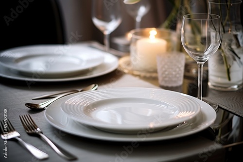 Table setting with white plates