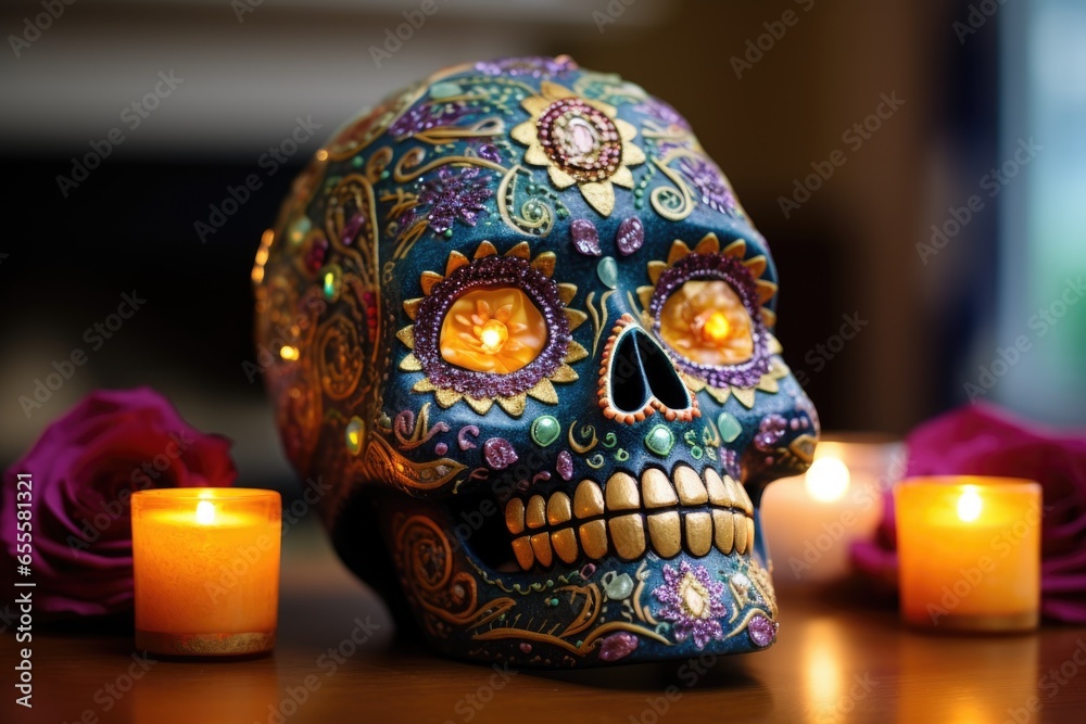 a decorated sugar skull for diwali
