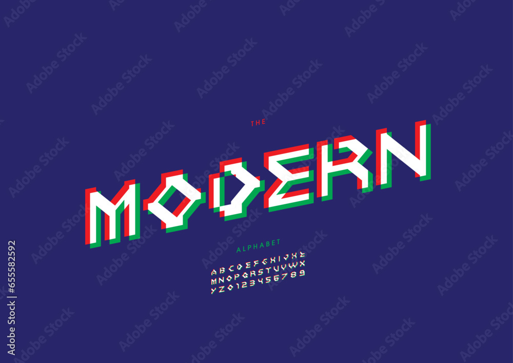 Vector of stylized modern font and alphabet Vector of stylized modern font and alphabet